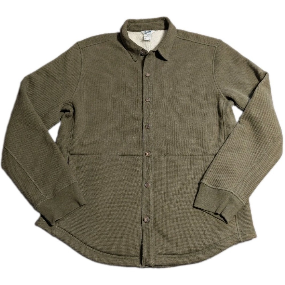 Duluth‎ Trading Burly Thermal Sherpa Lined Shirt Jac Mens M Olive Waffle Jacket